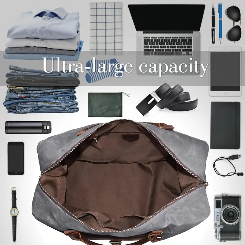 Voyager's Haven Canvas & Leather Duffle Bag