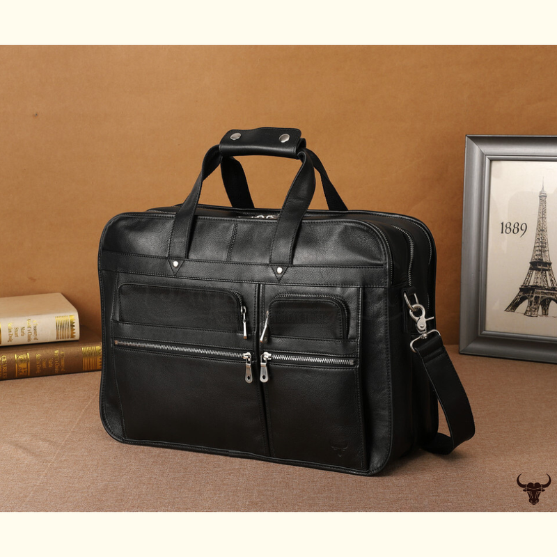 Large Full Grain Leather Laptop Briefcase