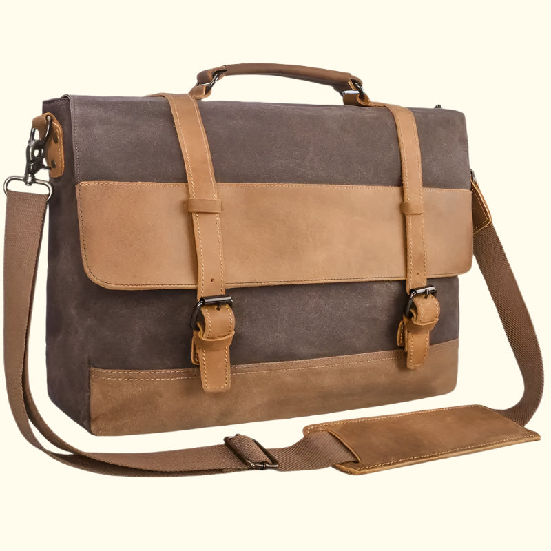 Summit Bound Vintage Canvas Leather Briefcase