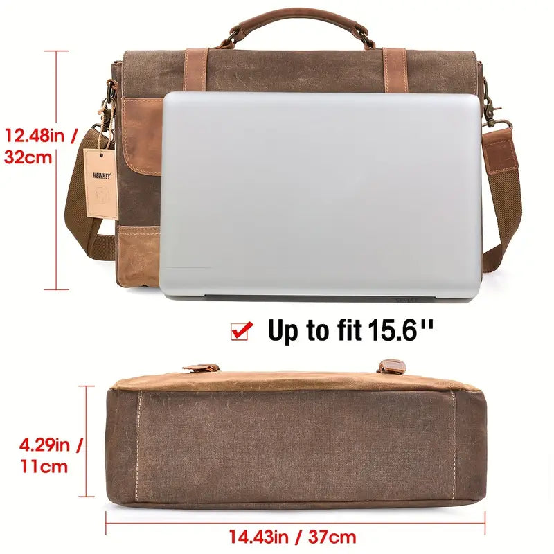 Summit Bound Vintage Canvas Leather Briefcase