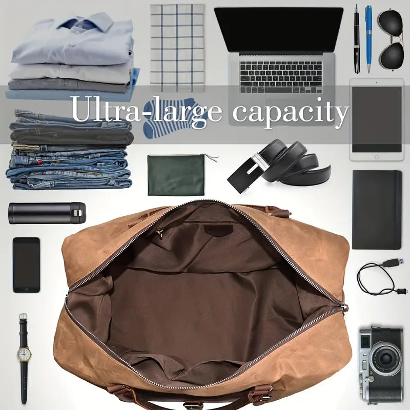 Voyager's Haven Canvas & Leather Duffle Bag