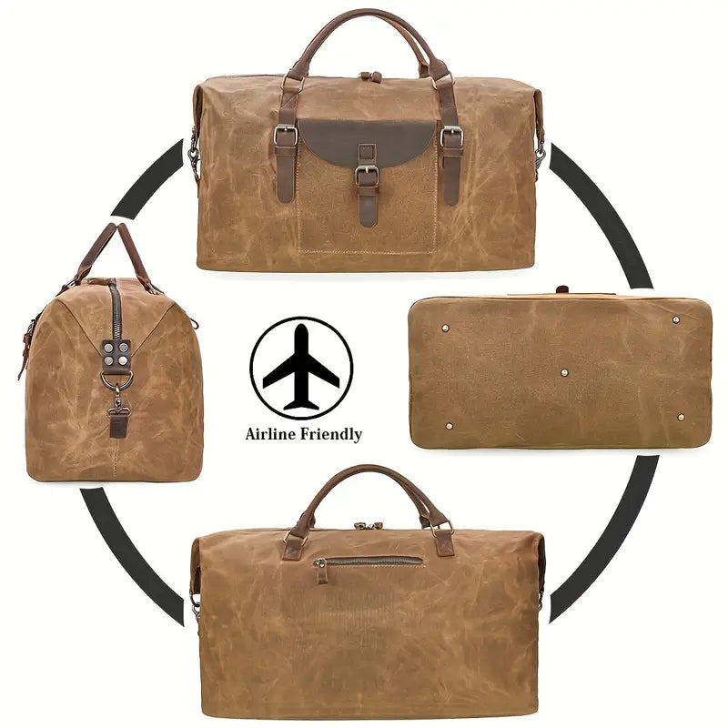 Voyager's Haven Canvas & Leather Duffle Bag