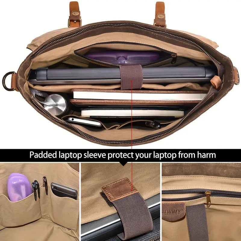 Summit Bound Vintage Canvas Leather Briefcase