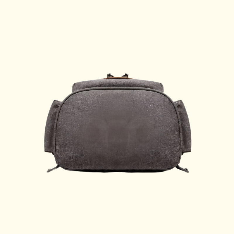 Gray backpack on a white background