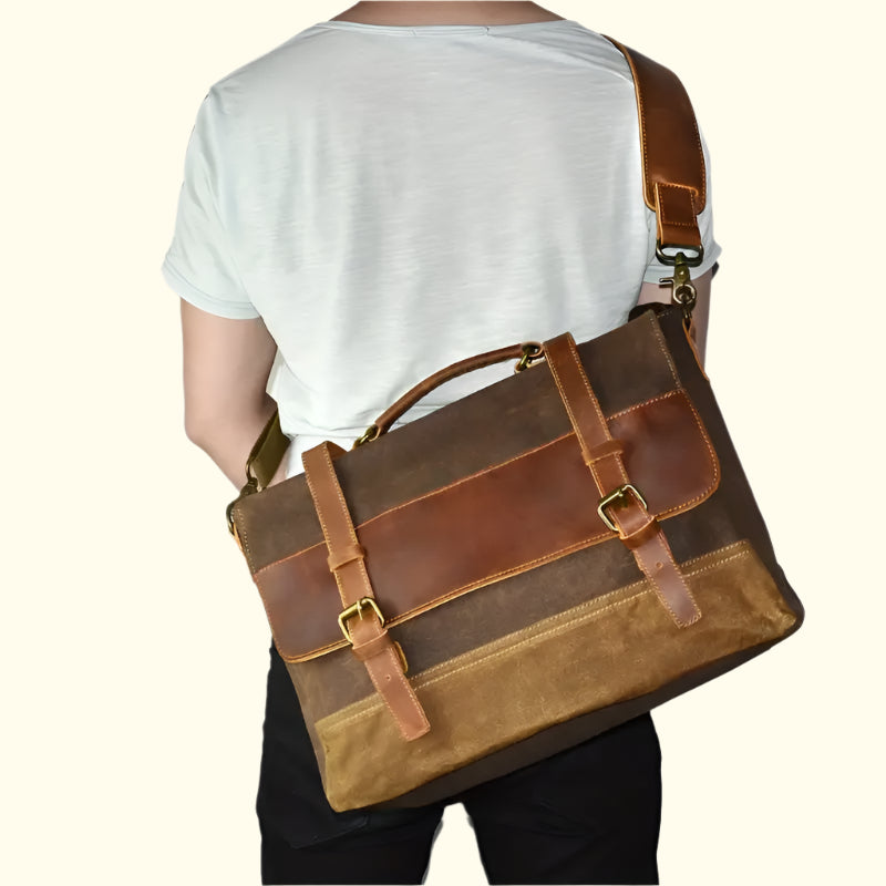 Summit Bound Vintage Canvas Leather Briefcase
