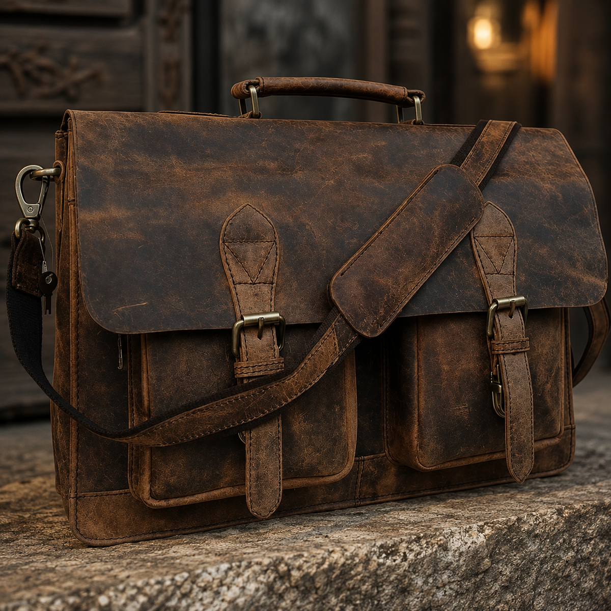 Retro Buffalo Leather Briefcase