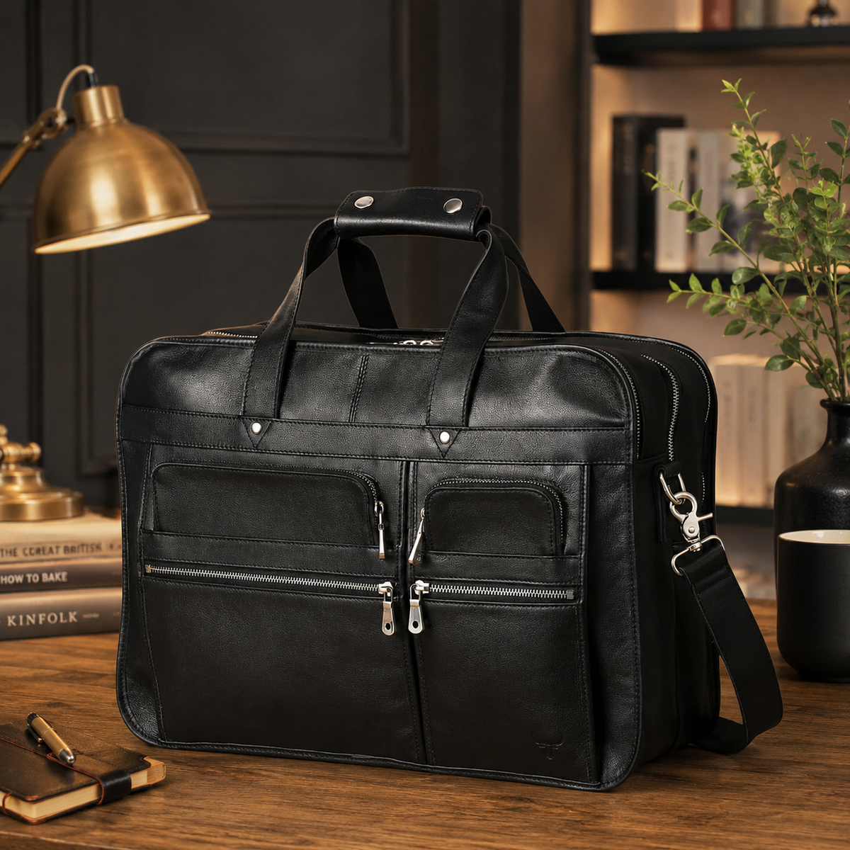 Large Full Grain Leather Laptop Briefcase