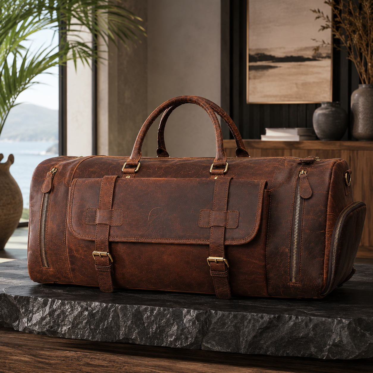 Crazy Horse Buffalo Leather Weekend Bag