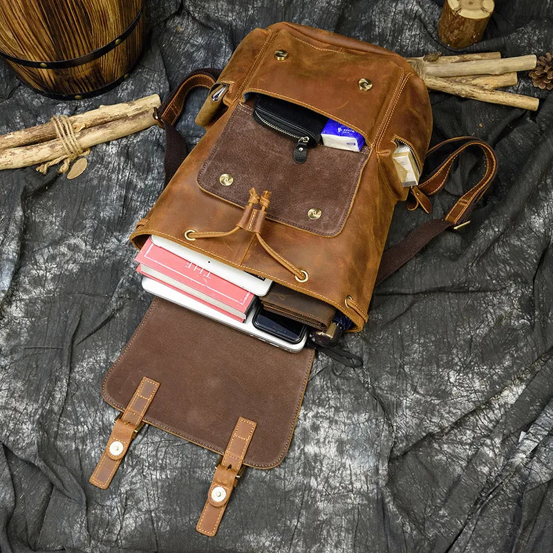 16" Crazy Horse Water Buffalo Leather Backpack