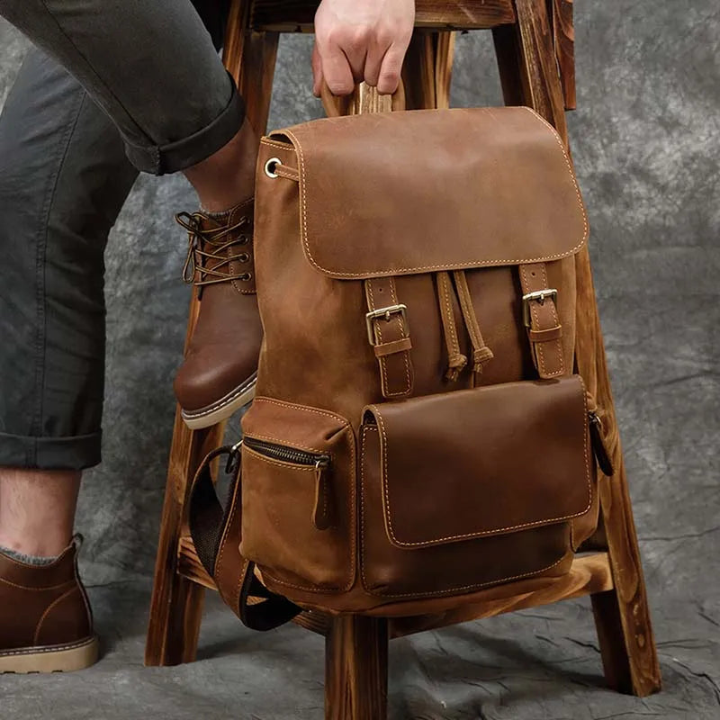 16" Crazy Horse Water Buffalo Leather Backpack