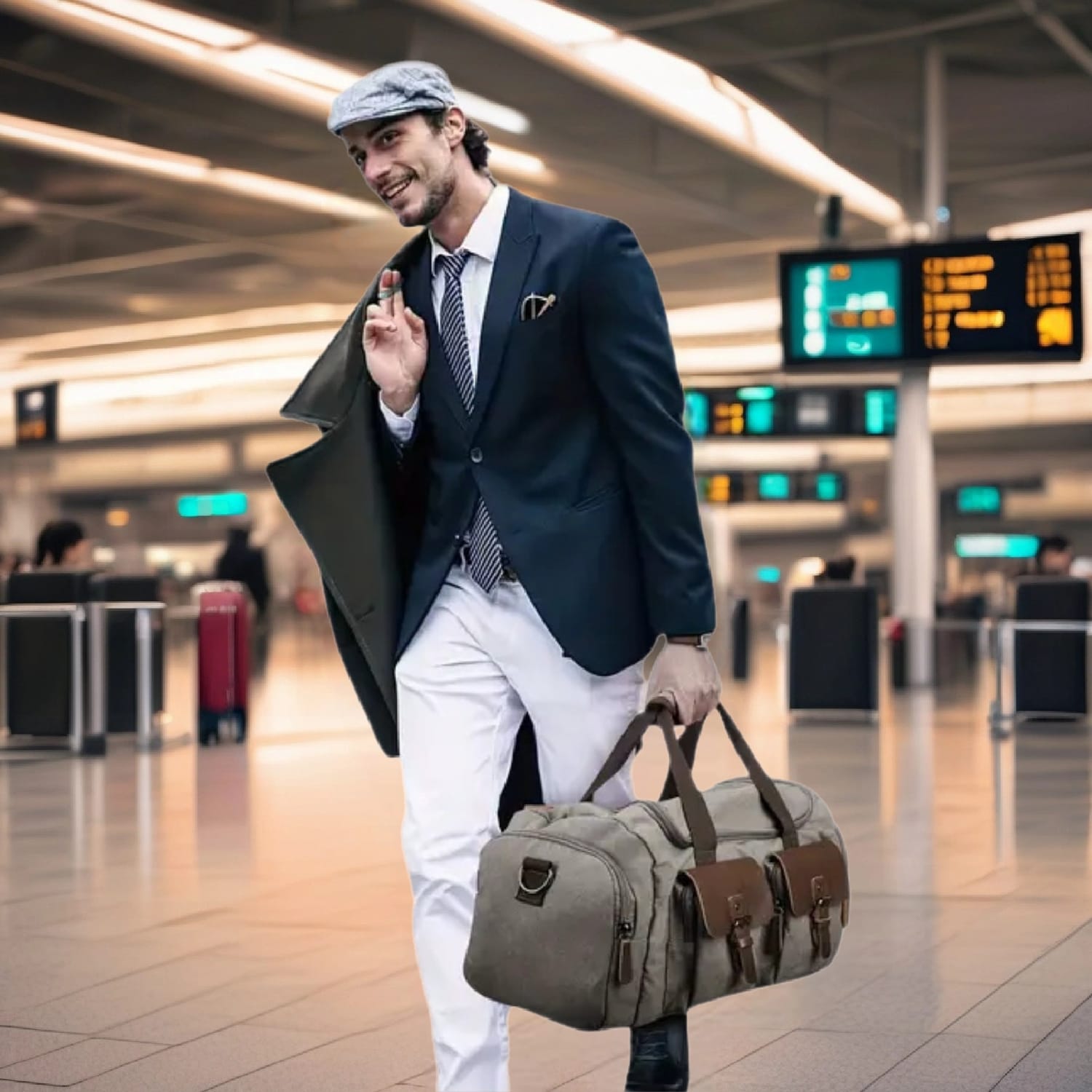 Heritage Large Canvas Leather Travel Duffle Bag