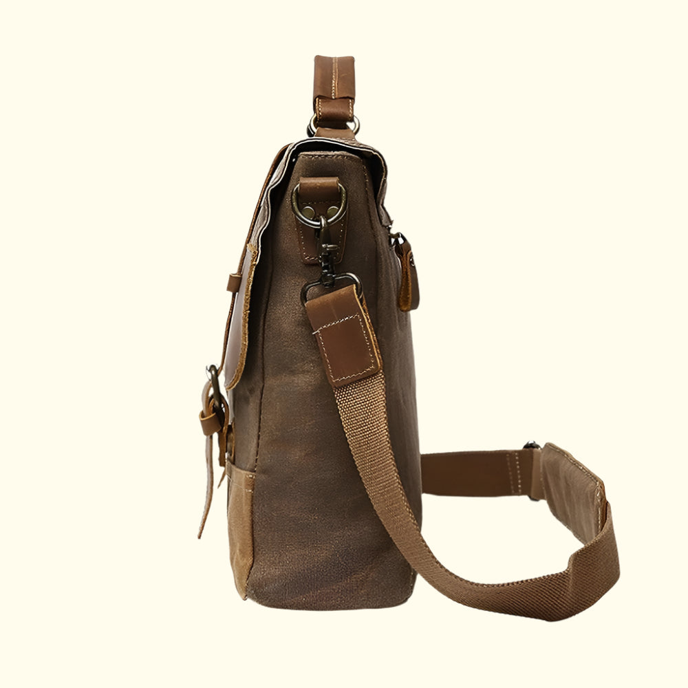 Summit Bound Vintage Canvas Leather Briefcase