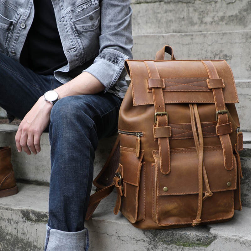 RetroRove Vintage Leather Backpack