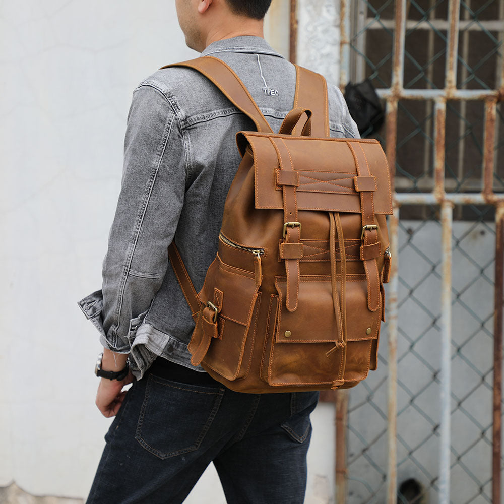 RetroRove Vintage Leather Backpack