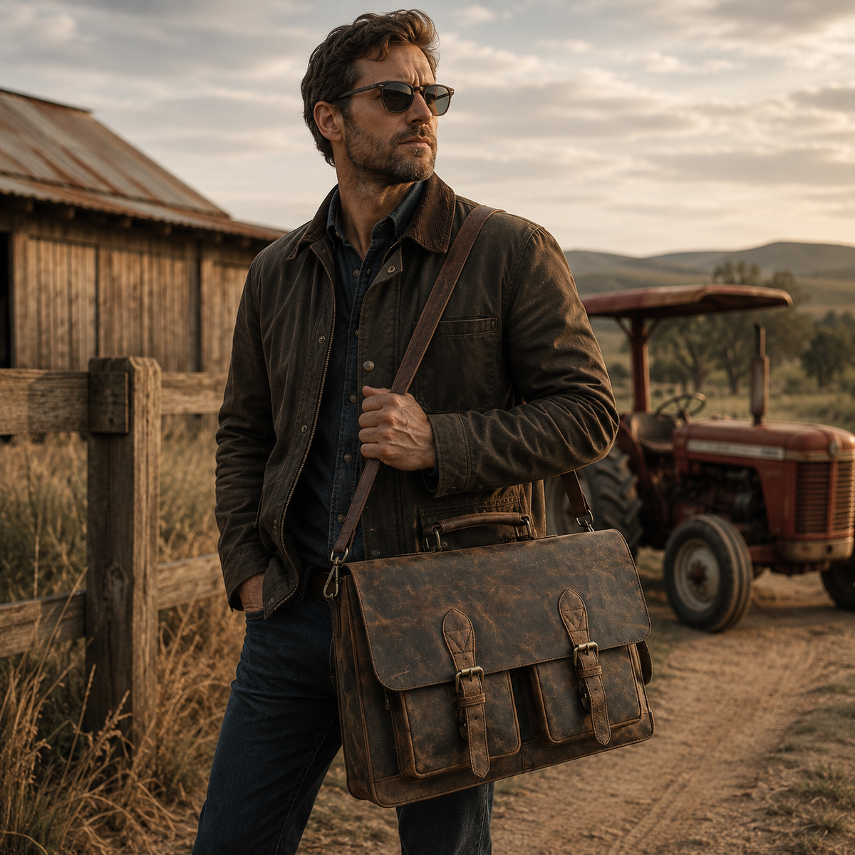 Retro Buffalo Leather Briefcase