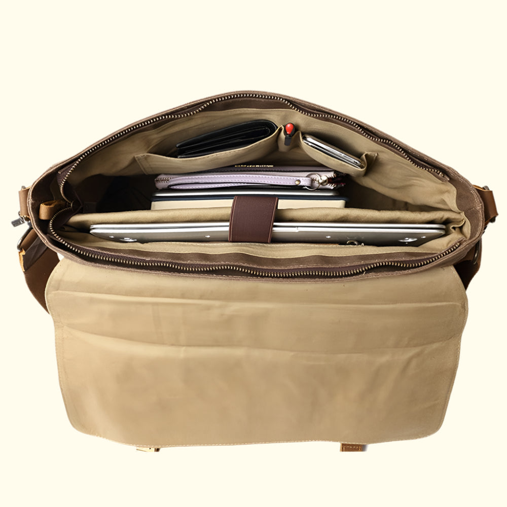 Summit Bound Vintage Canvas Leather Briefcase