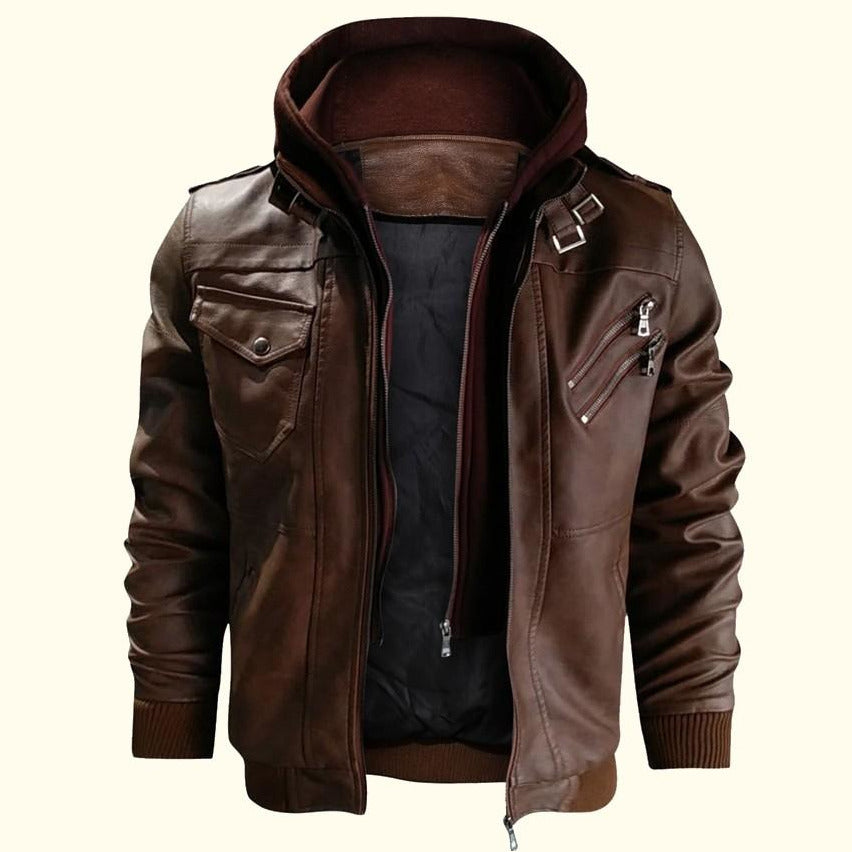 Clinton Hooded Leather Jacket
