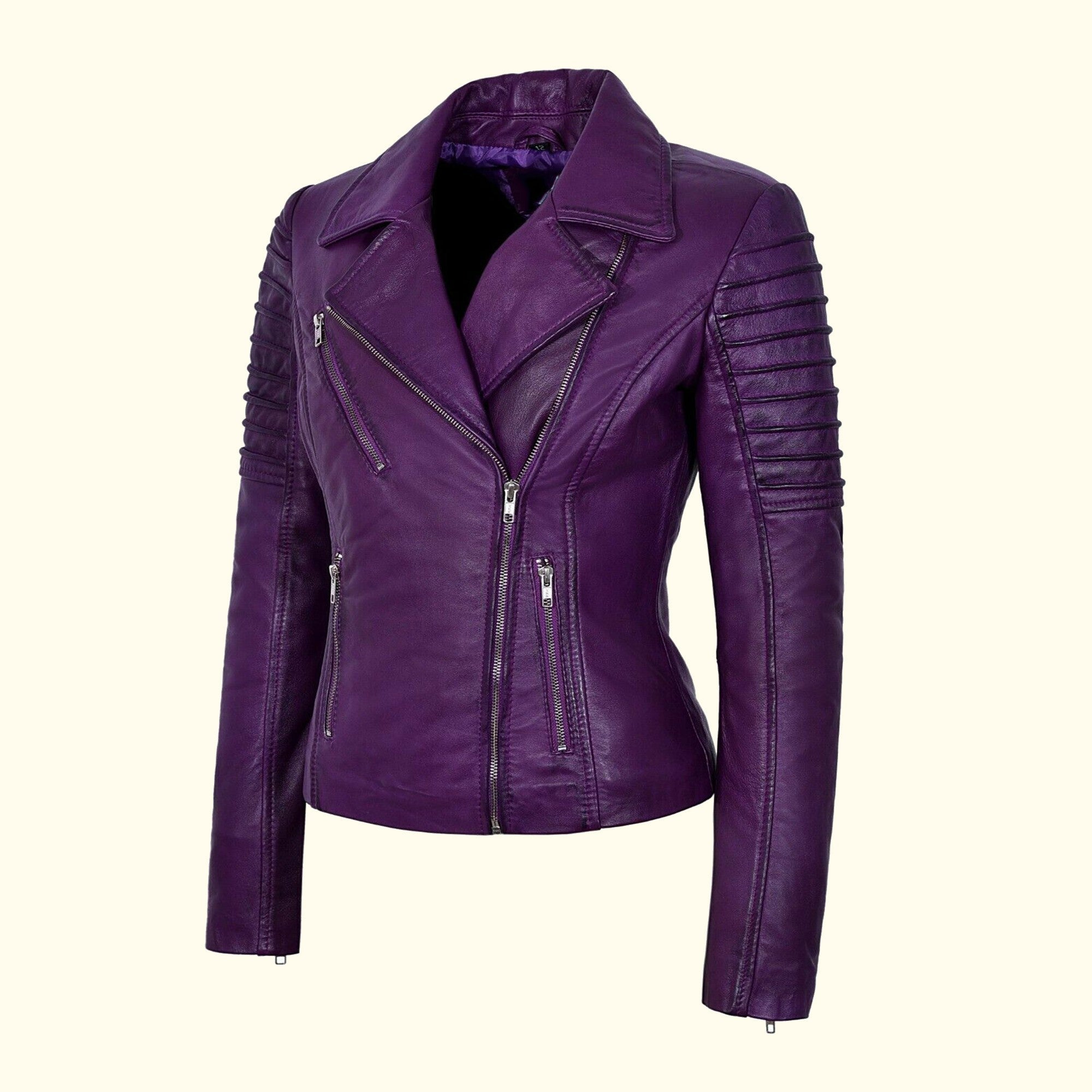 Annie Classic Purple Leather Jacket