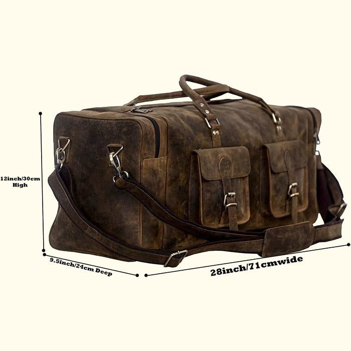 Large Hunter Buffalo Leather Duffel Bag