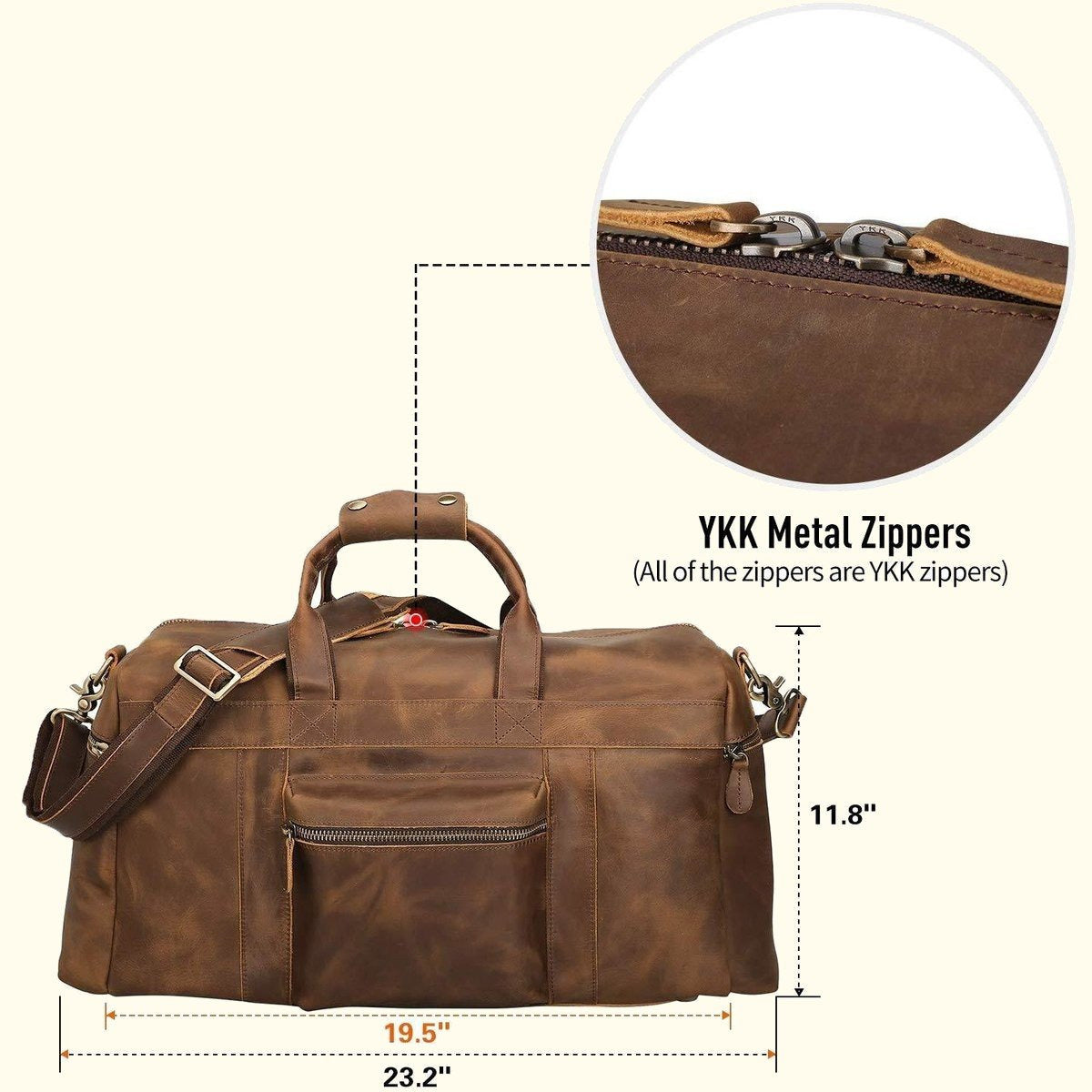 Full Grain Cowhide Leather Duffel Bag