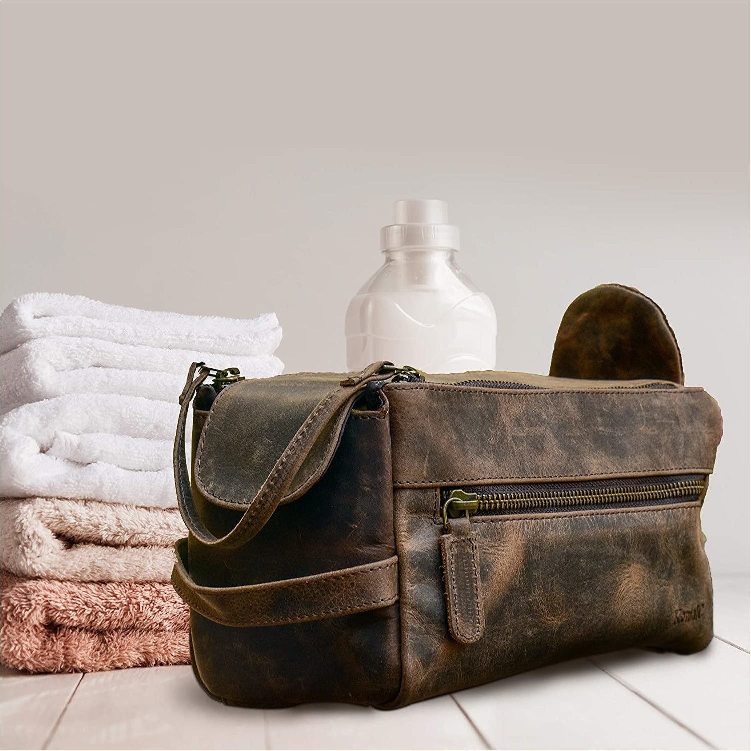 Buffalo Leather Unisex Toiletry Bag