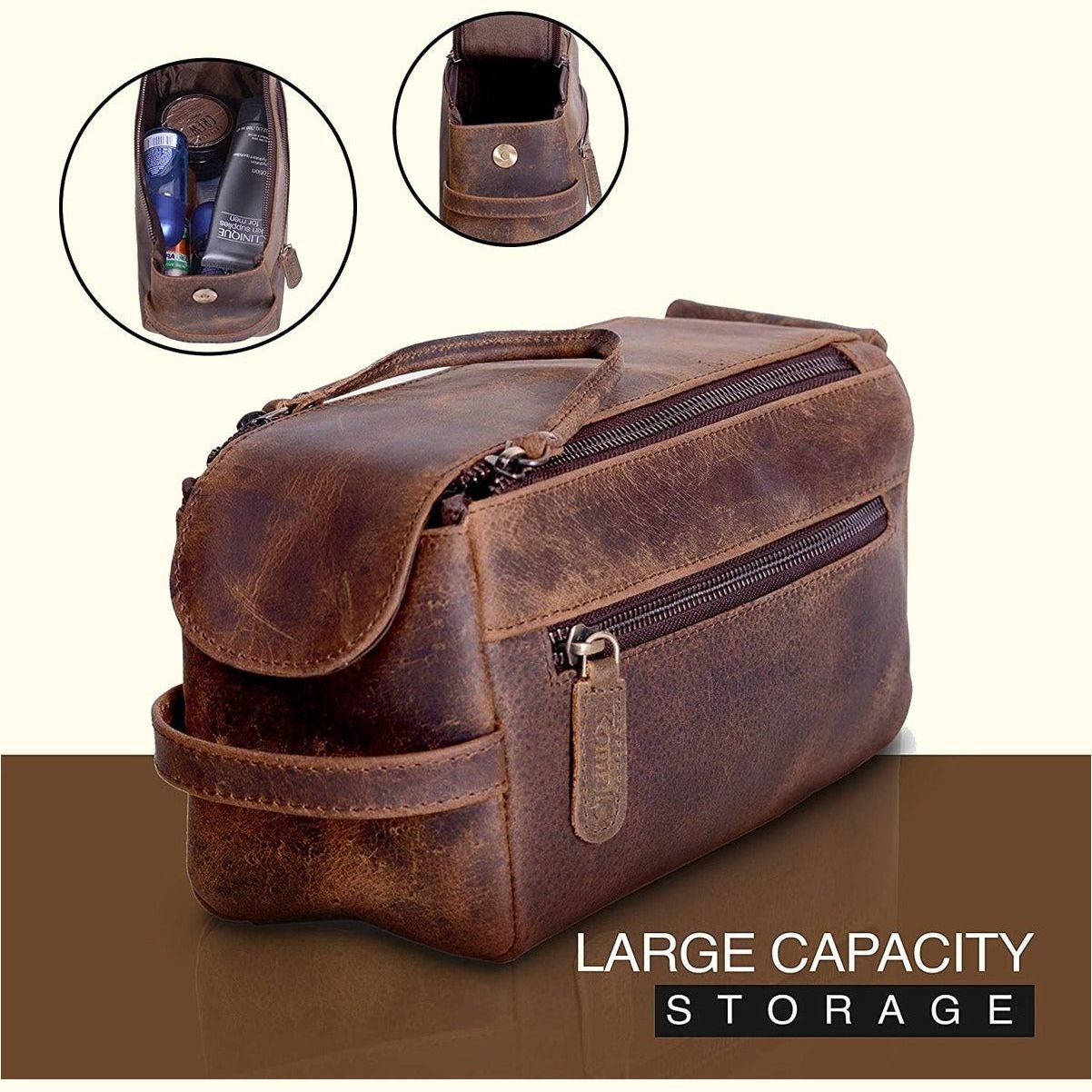 Buffalo Leather Unisex Toiletry Bag