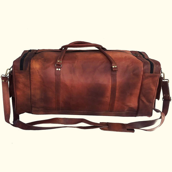 Large leather duffle bag discount