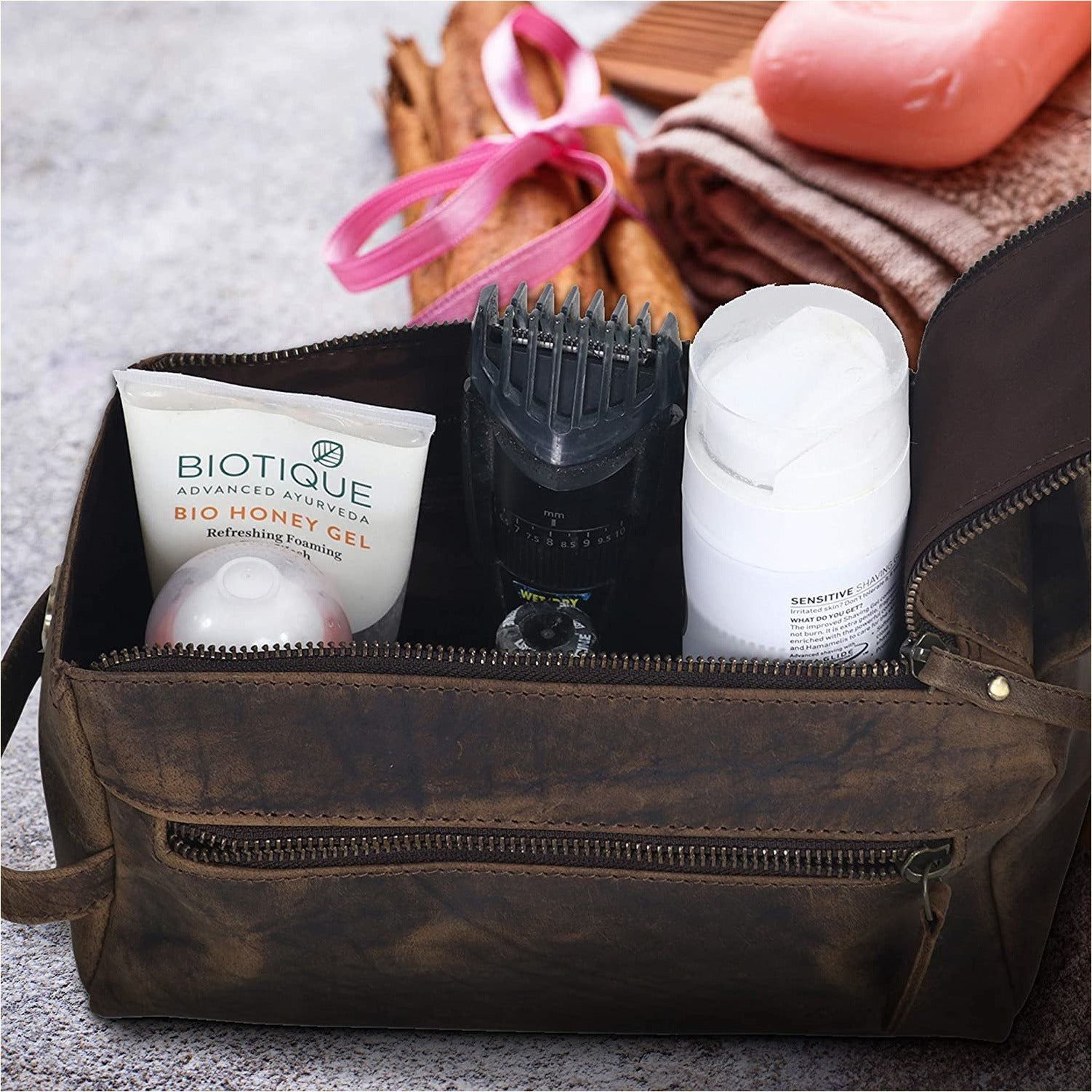 Buffalo Leather Unisex Toiletry Bag