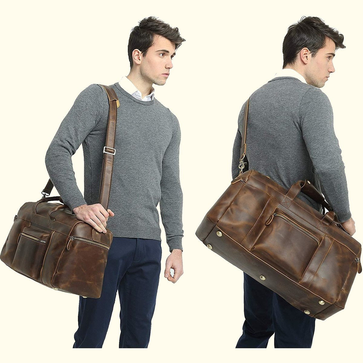 Full Grain Cowhide Leather Duffel Bag