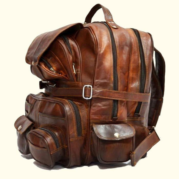 Steel Horse Leather The Mann Bag Large Capacity Leather Camera Backpack