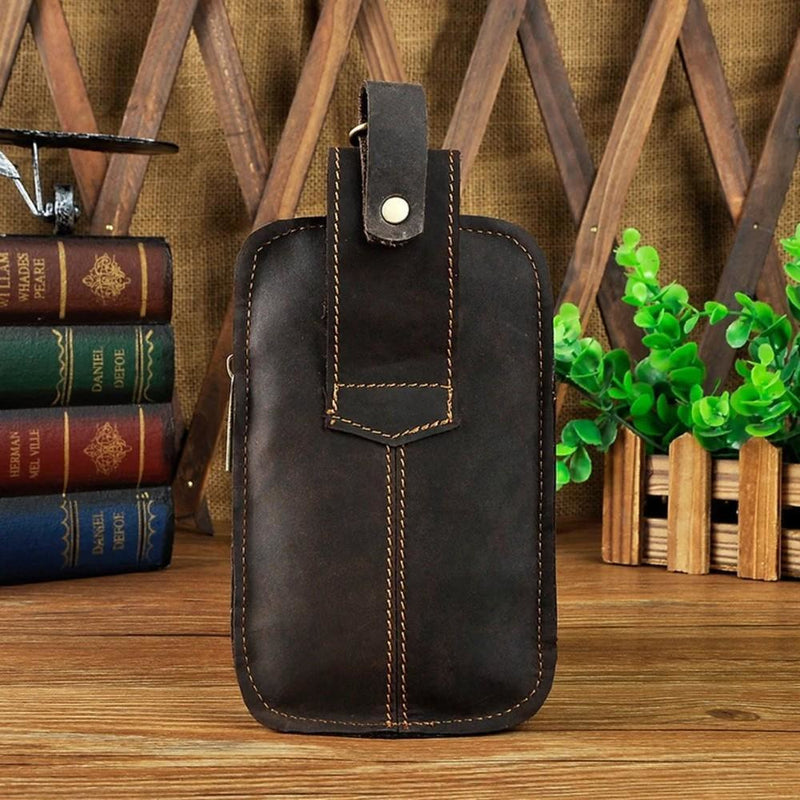 Cowhide Leather Belt Pouch Waist Bag