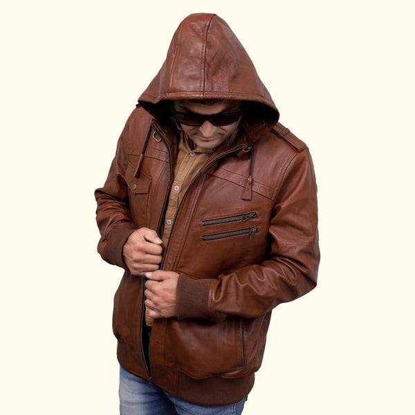 Jackson Hooded Leather Jacket