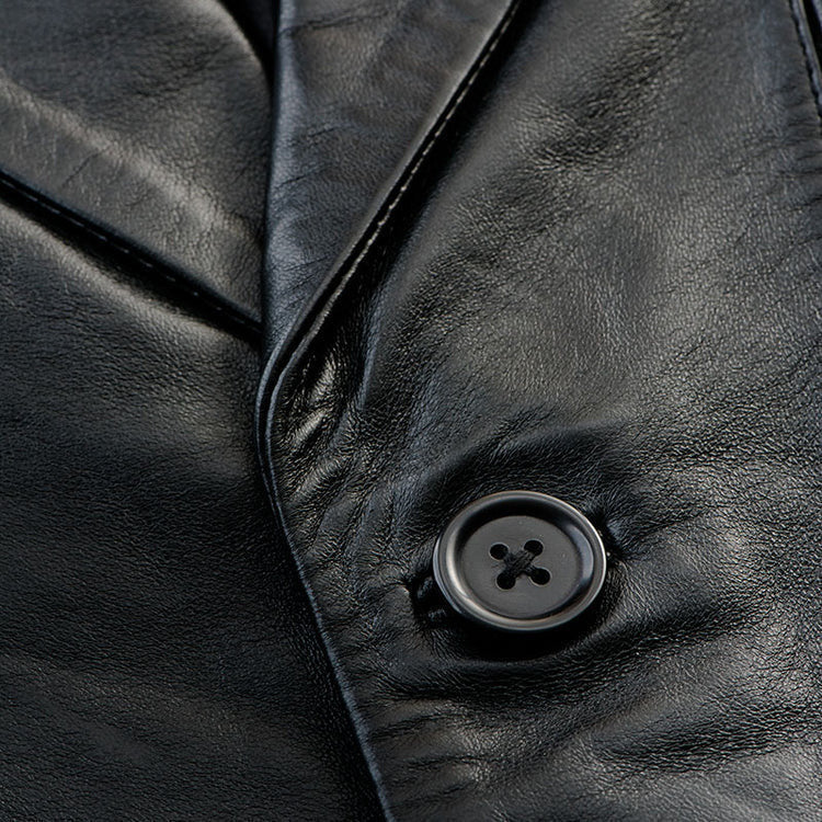 Genuine leather coat (long) blazer