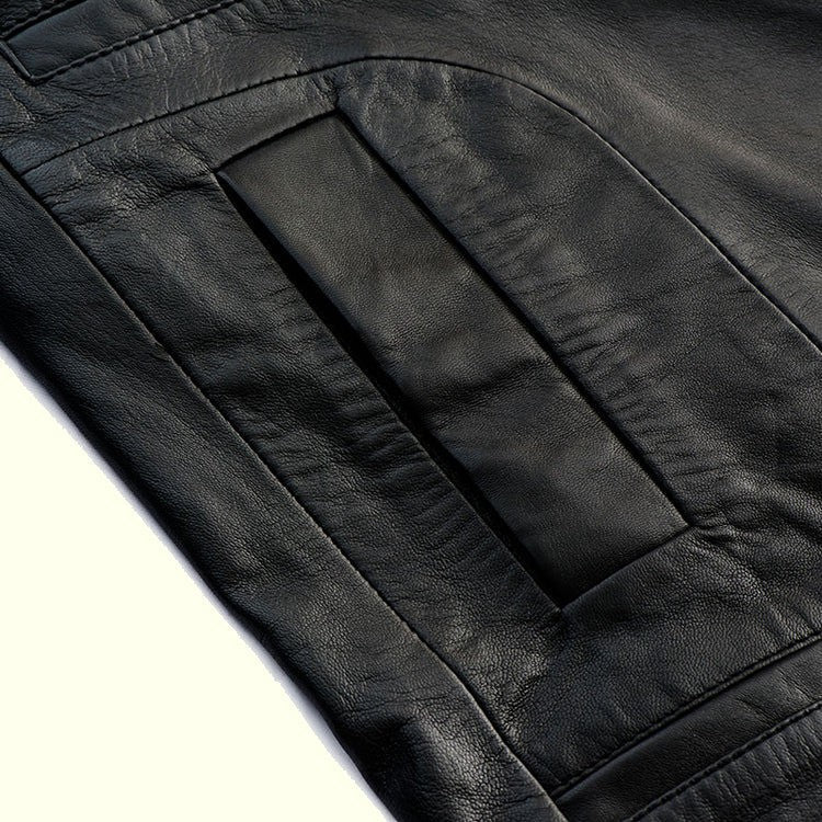 Genuine leather coat (long) blazer