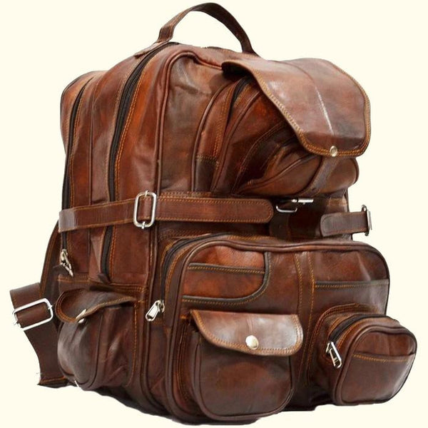 Vintage Leather Rucksack Backpack, Size: Standard