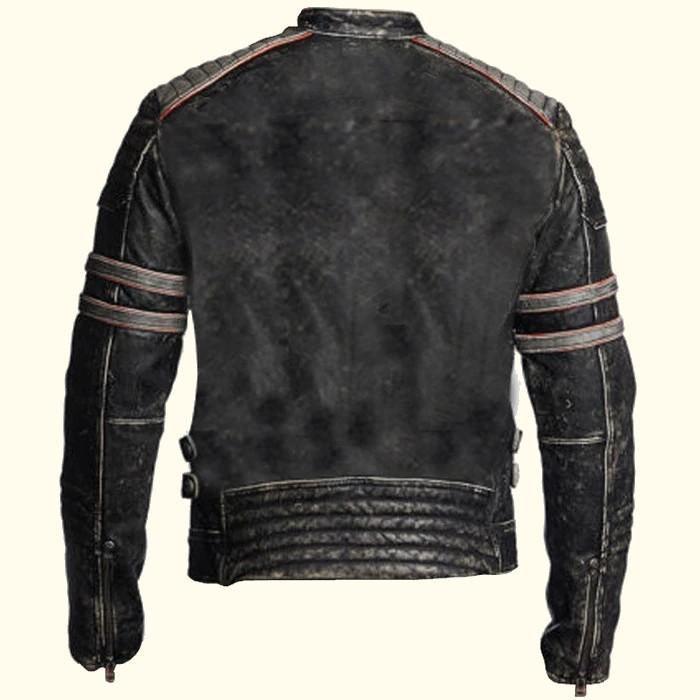 Black Retro Distressed Leather Jacket