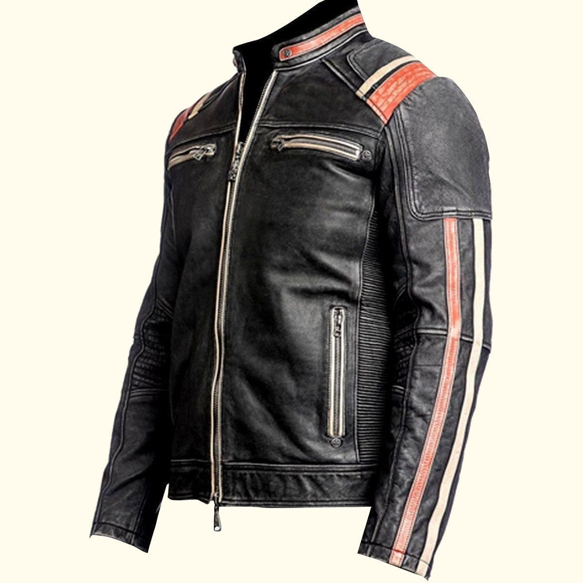 James Men's Vintage Motorcycle Leather Jacket