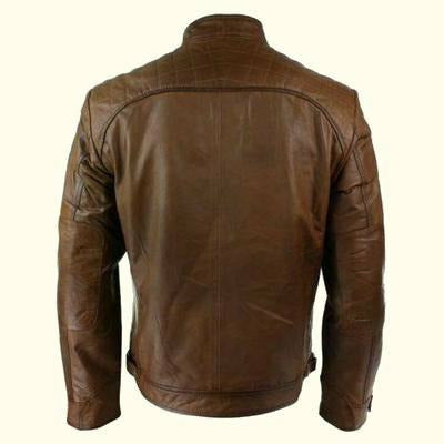 Men's Retro Zipped Brown Casual Leather Jacket