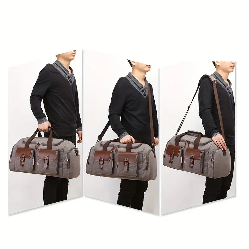 Heritage Large Canvas Leather Travel Duffle Bag