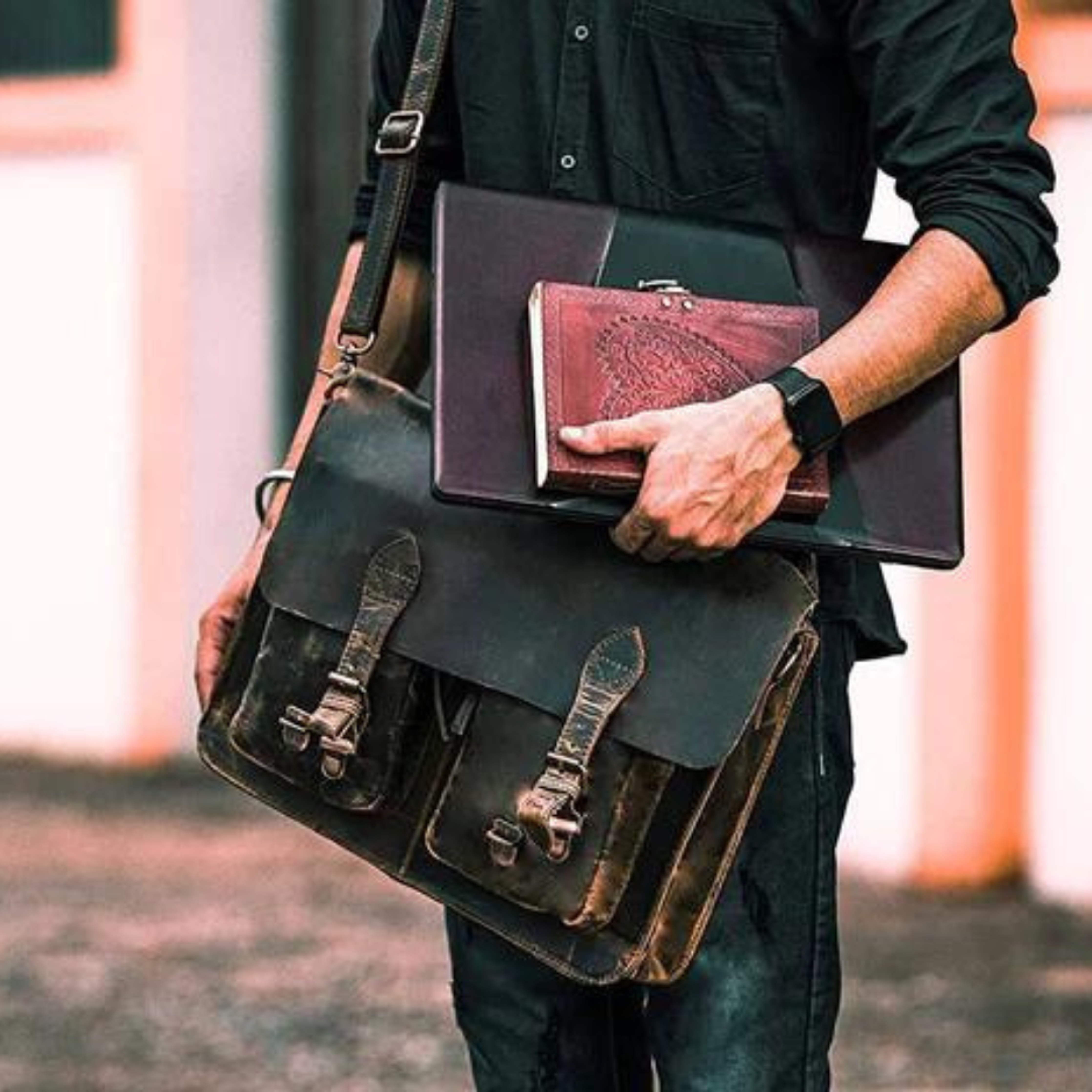 Retro Buffalo Leather Briefcase