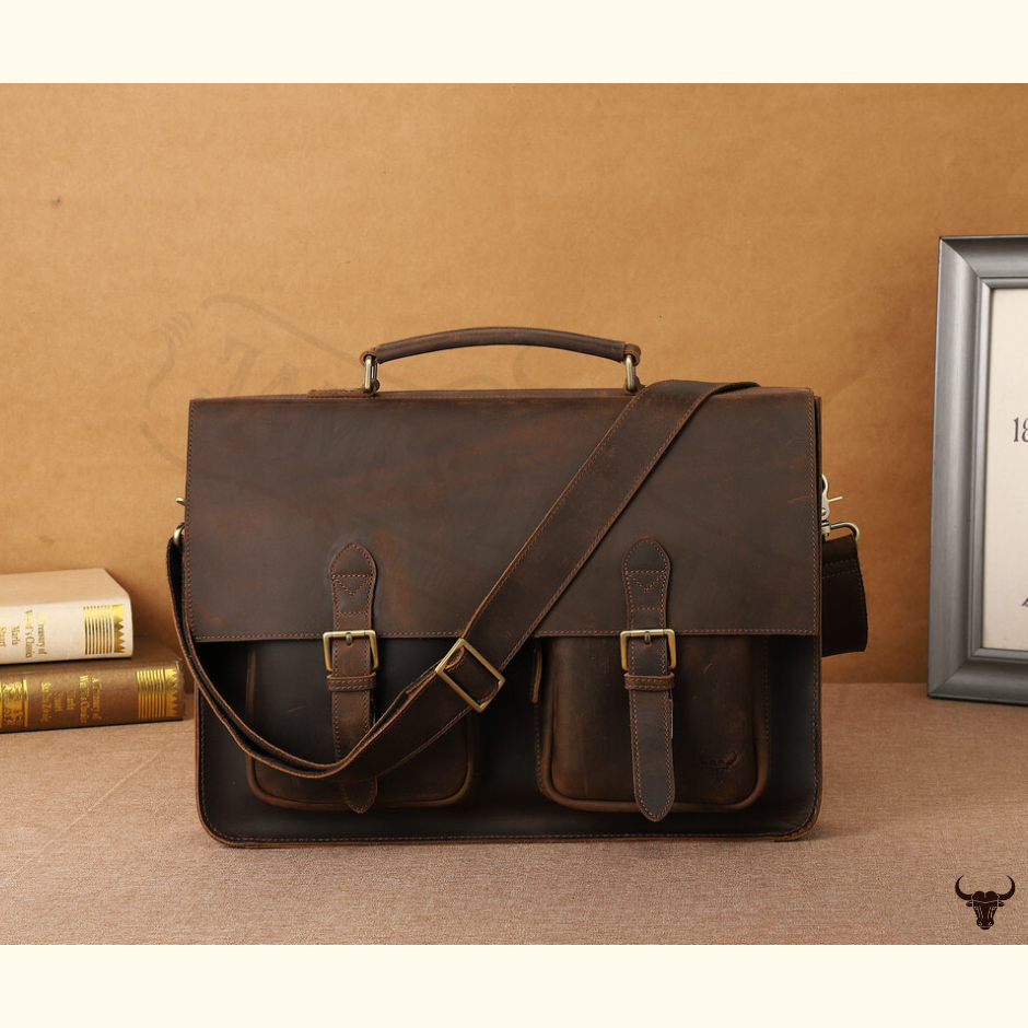 Crazy Horse Cowhide Leather Briefcase