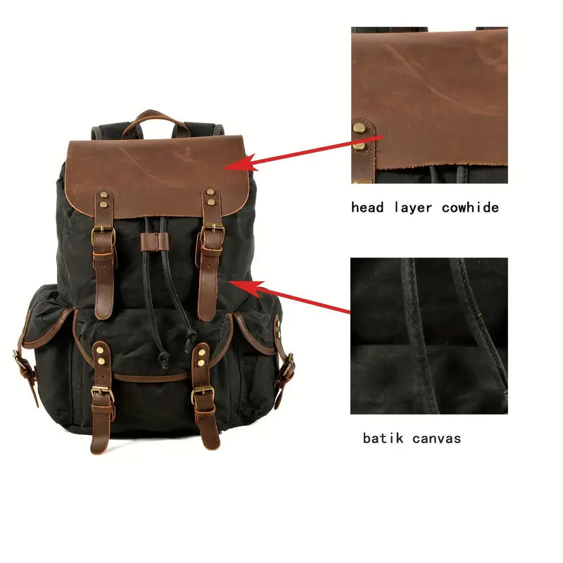 Canyon Adventure Canvas Leather Backpack