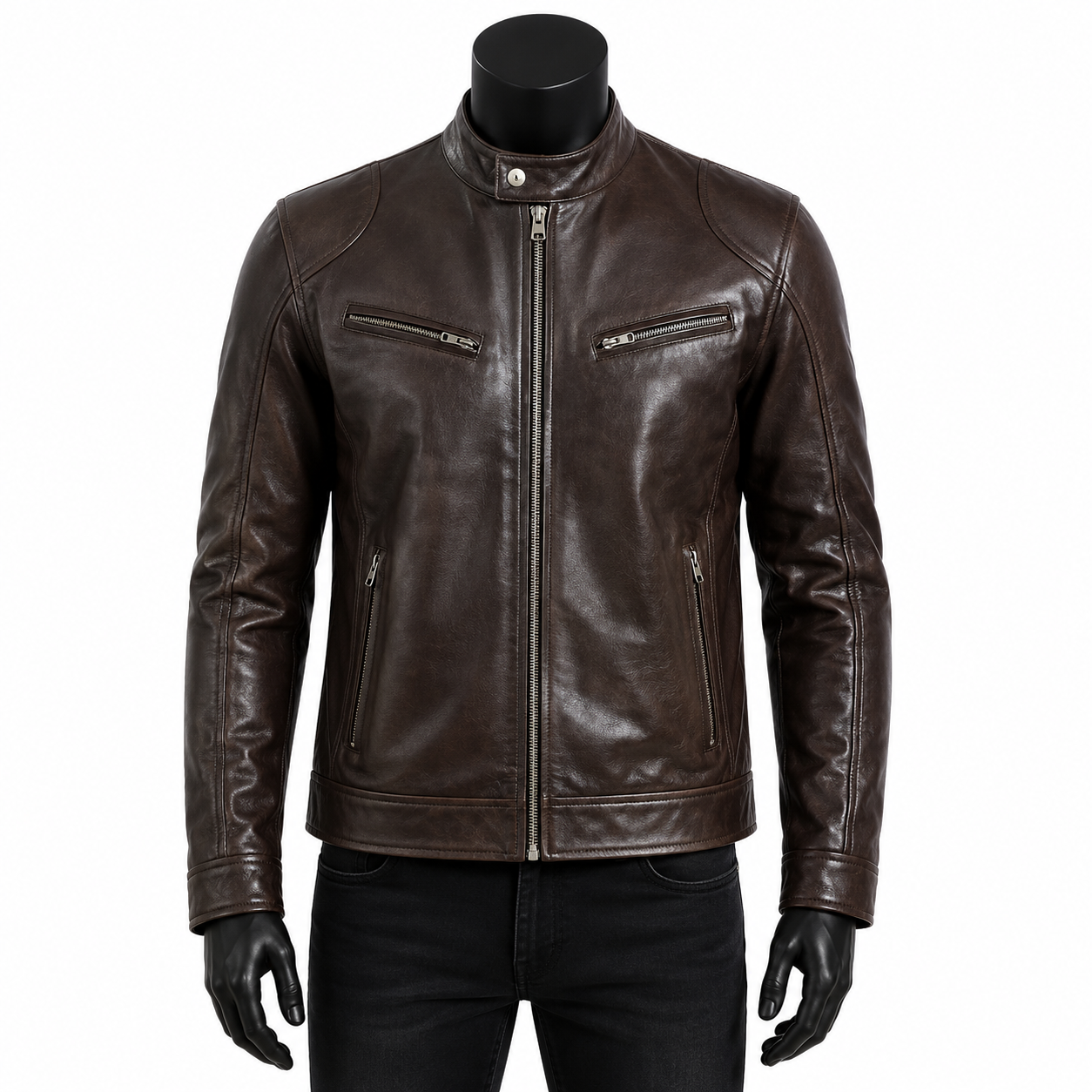 Brown Moto Leather Jacket