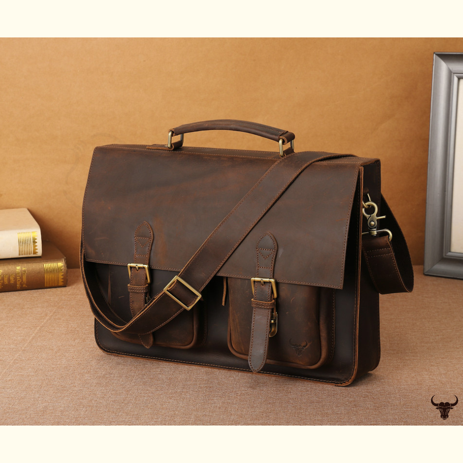 Crazy Horse Cowhide Leather Briefcase