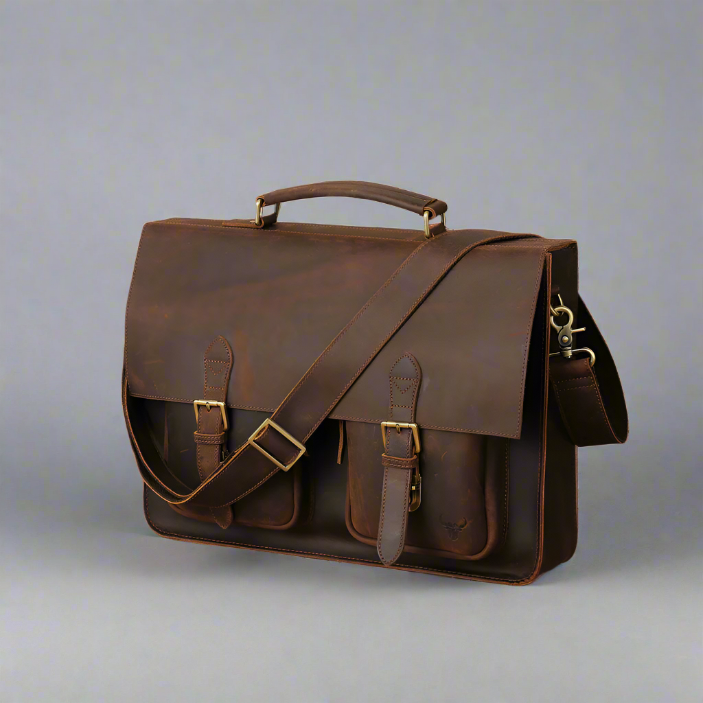 Crazy Horse Cowhide Leather Briefcase