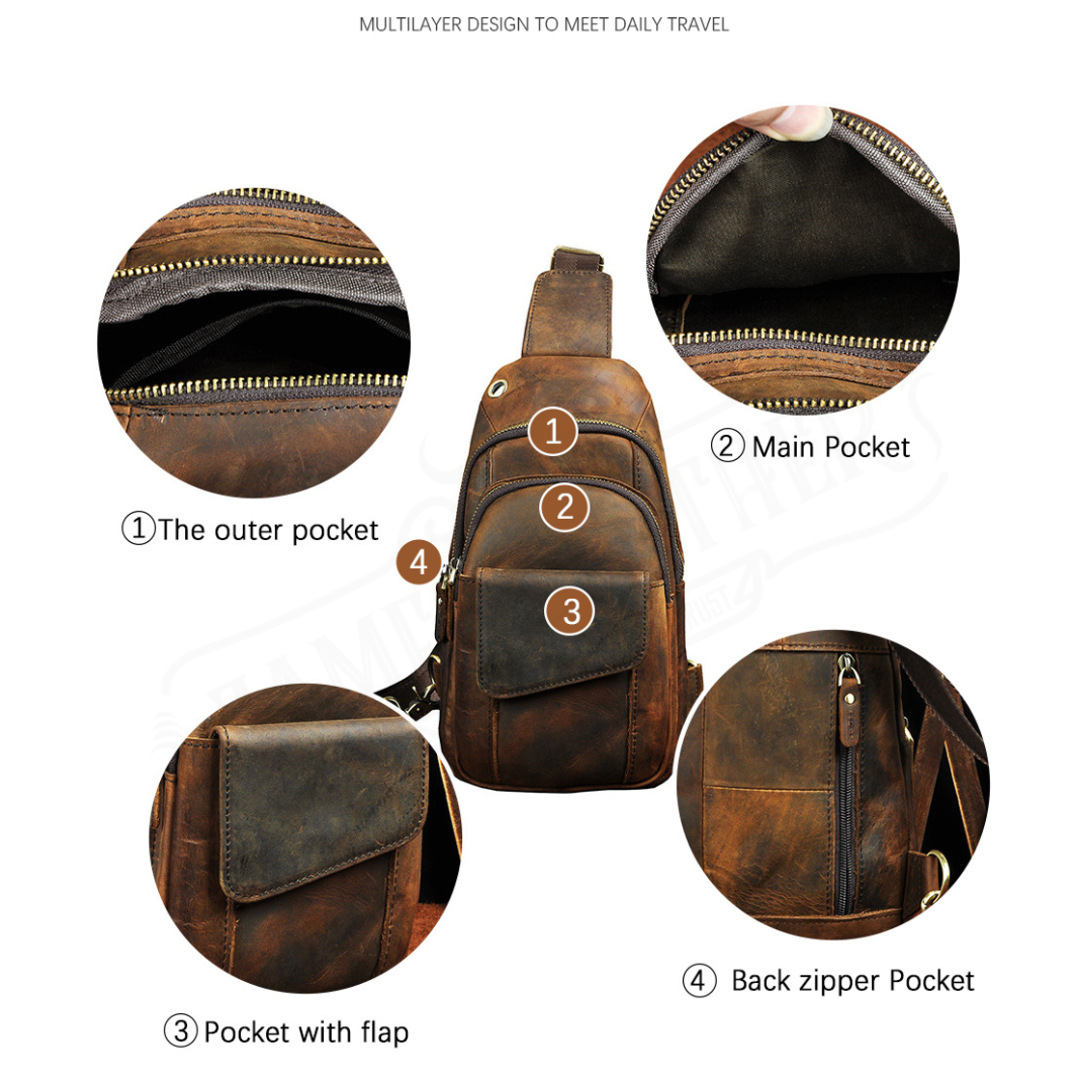 Cowhide Leather Sling Bag