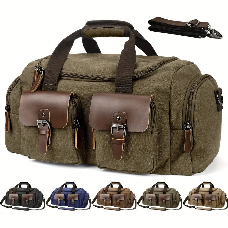 Heritage Large Canvas Leather Travel Duffle Bag