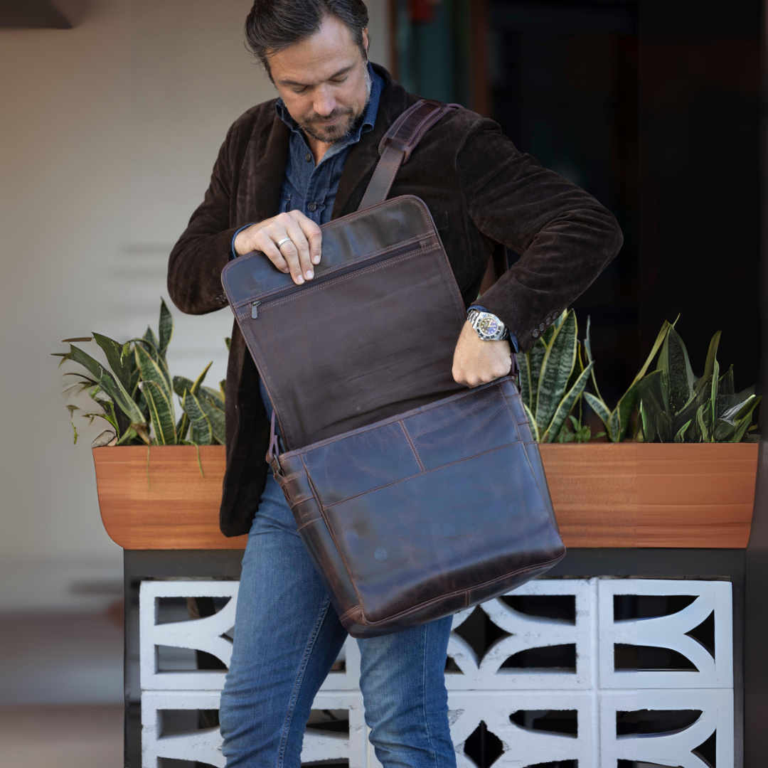 Wild West Buffalo Leather Messenger Bag