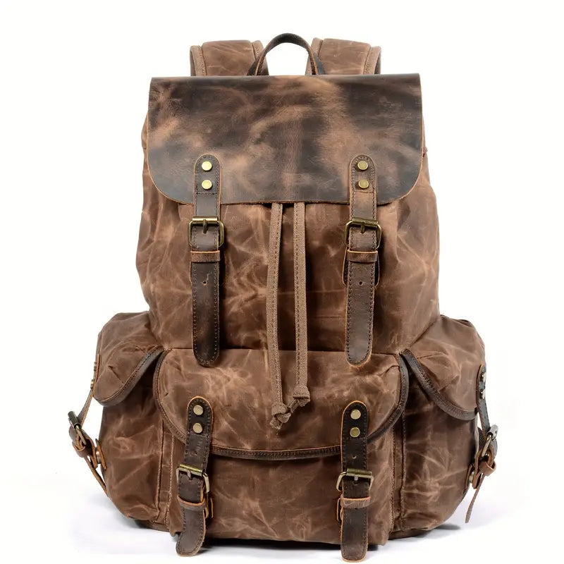 Canyon Adventure Canvas Leather Backpack