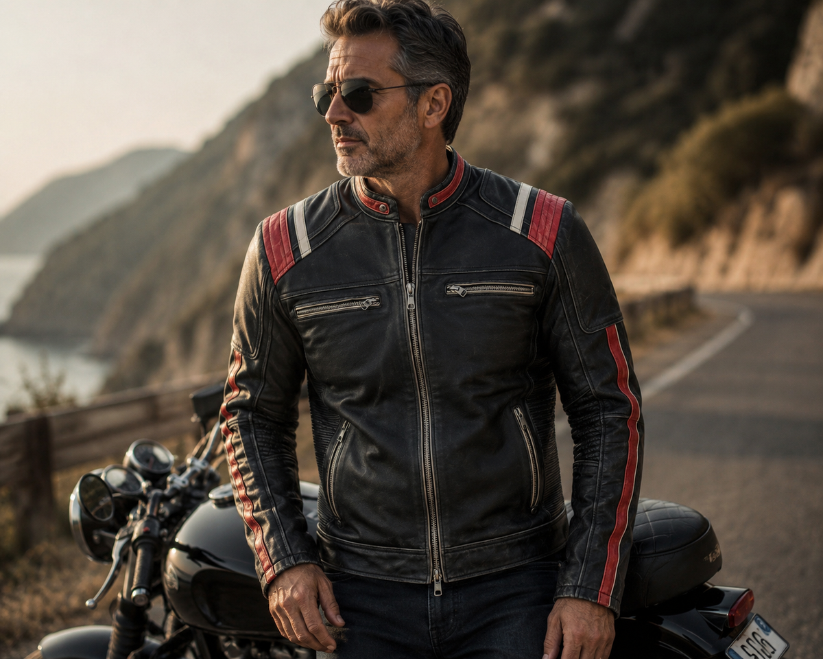 James Men's Vintage Motorcycle Leather Jacket